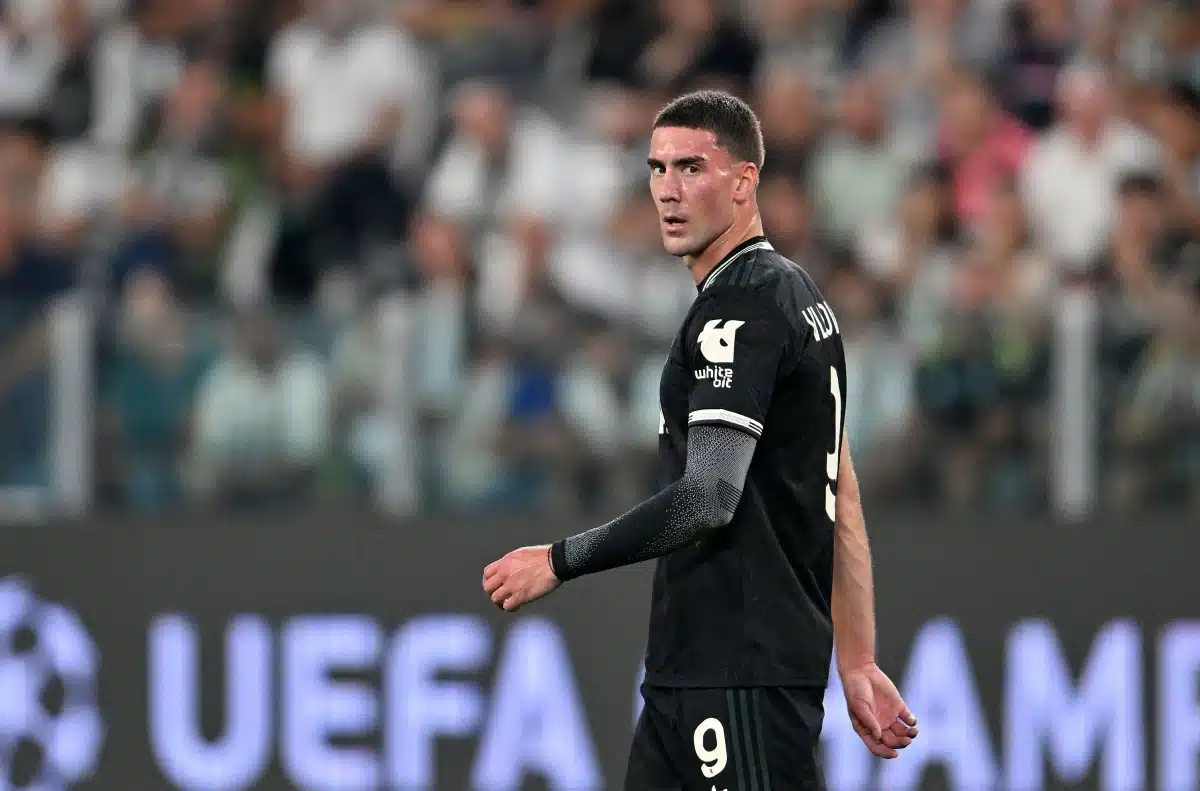 Dusan Vlahovic de la Juventus FC lors du match de la phase de championnat de l'UEFA Champions League 2025/26